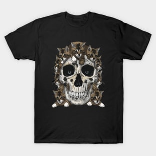 Cat Skull Cute Kitties Skull Design Creepy Skeleton Cat Lovers T-Shirt